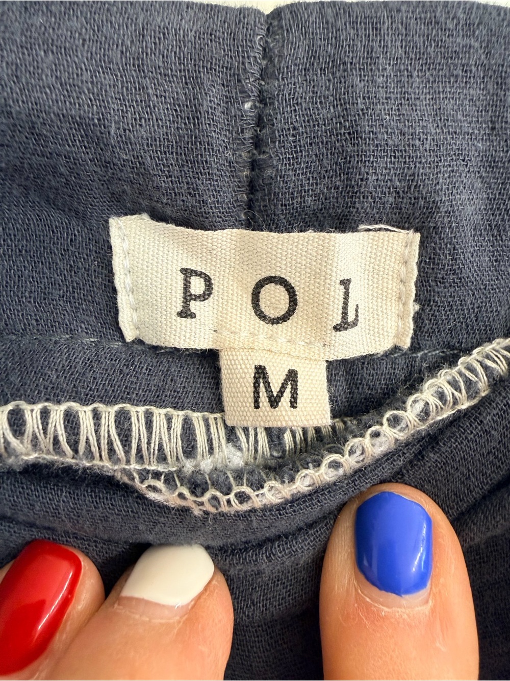 POL Navy pants wide leg with Cream Trim - Picture 2 of 3